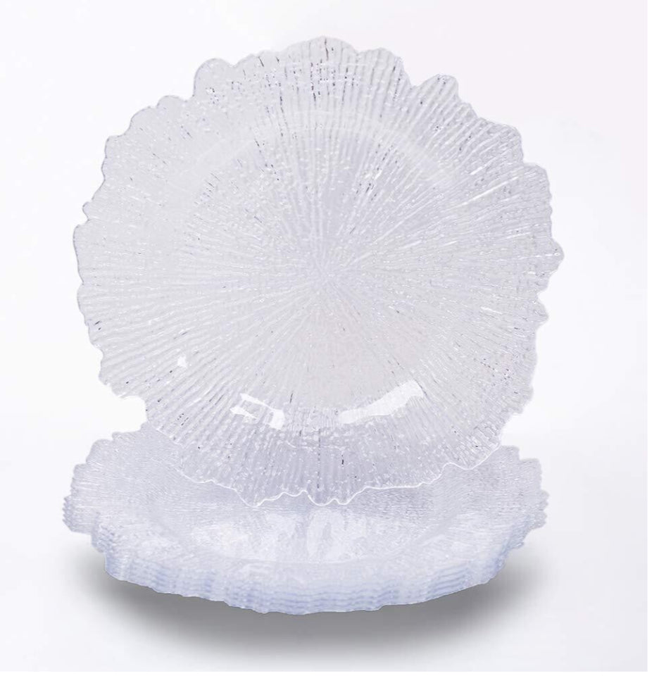 SALE: ( New but Cracked) Reef Acrylic Plastic Charger Plate -Clear / Damaged