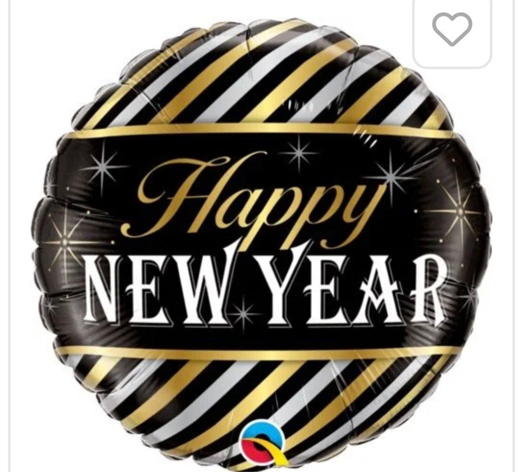 18" New Year Diagonal Stripes foil balloon