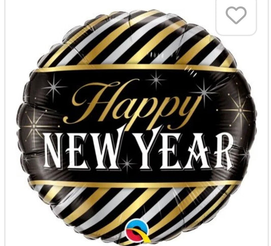 18" New Year Diagonal Stripes foil balloon