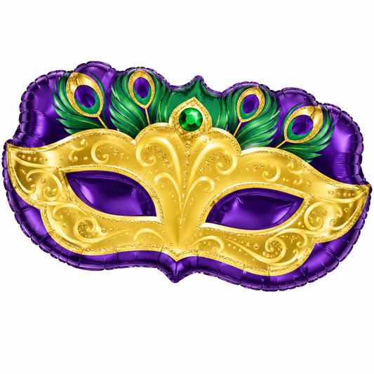Supershape Mardi Gras Mask Gold Balloon