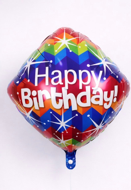 18” Foil Balloon – Diamond Multicolored Happy Birthday