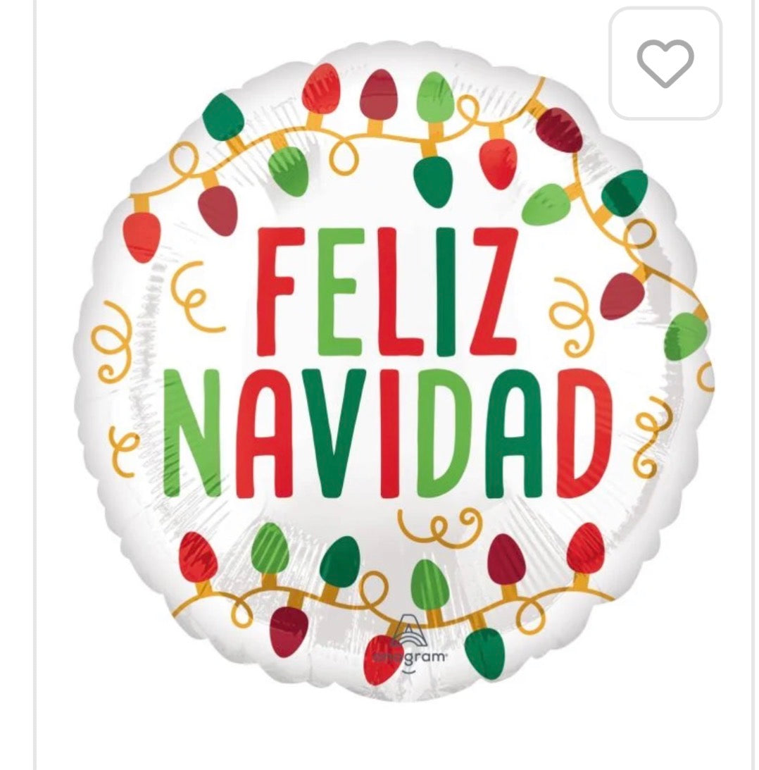 Inflated Feliz Navidad Christmas Foil balloon 18”