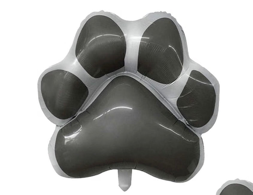 Inflated 25” Grey Dog Paw | Foil balloon