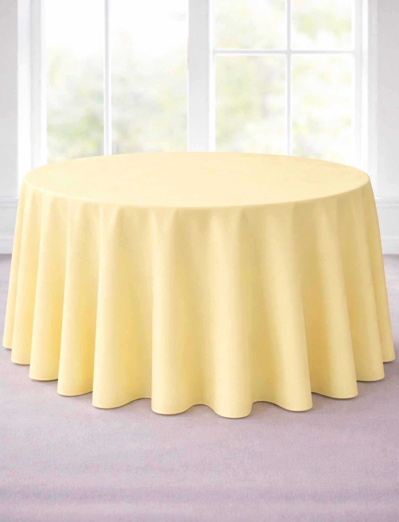 Polyester 120" Round Tablecloth -pastel yellow