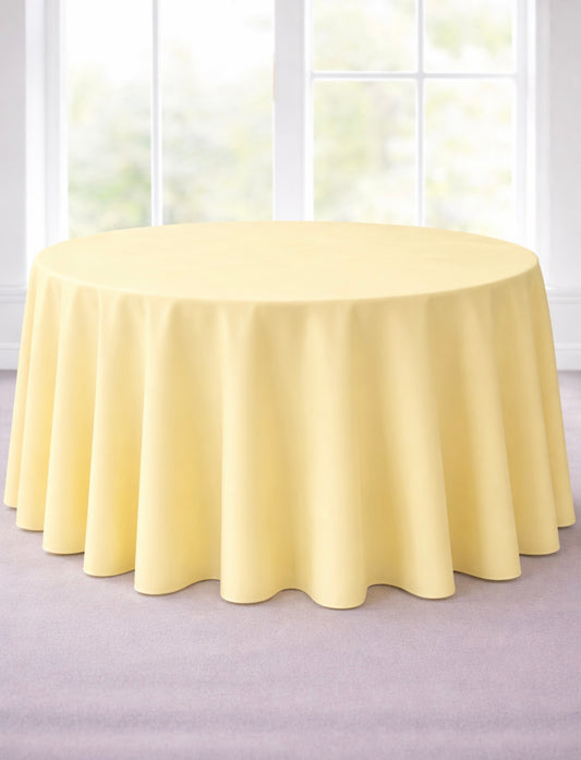 Polyester 120" Round Tablecloth -pastel yellow