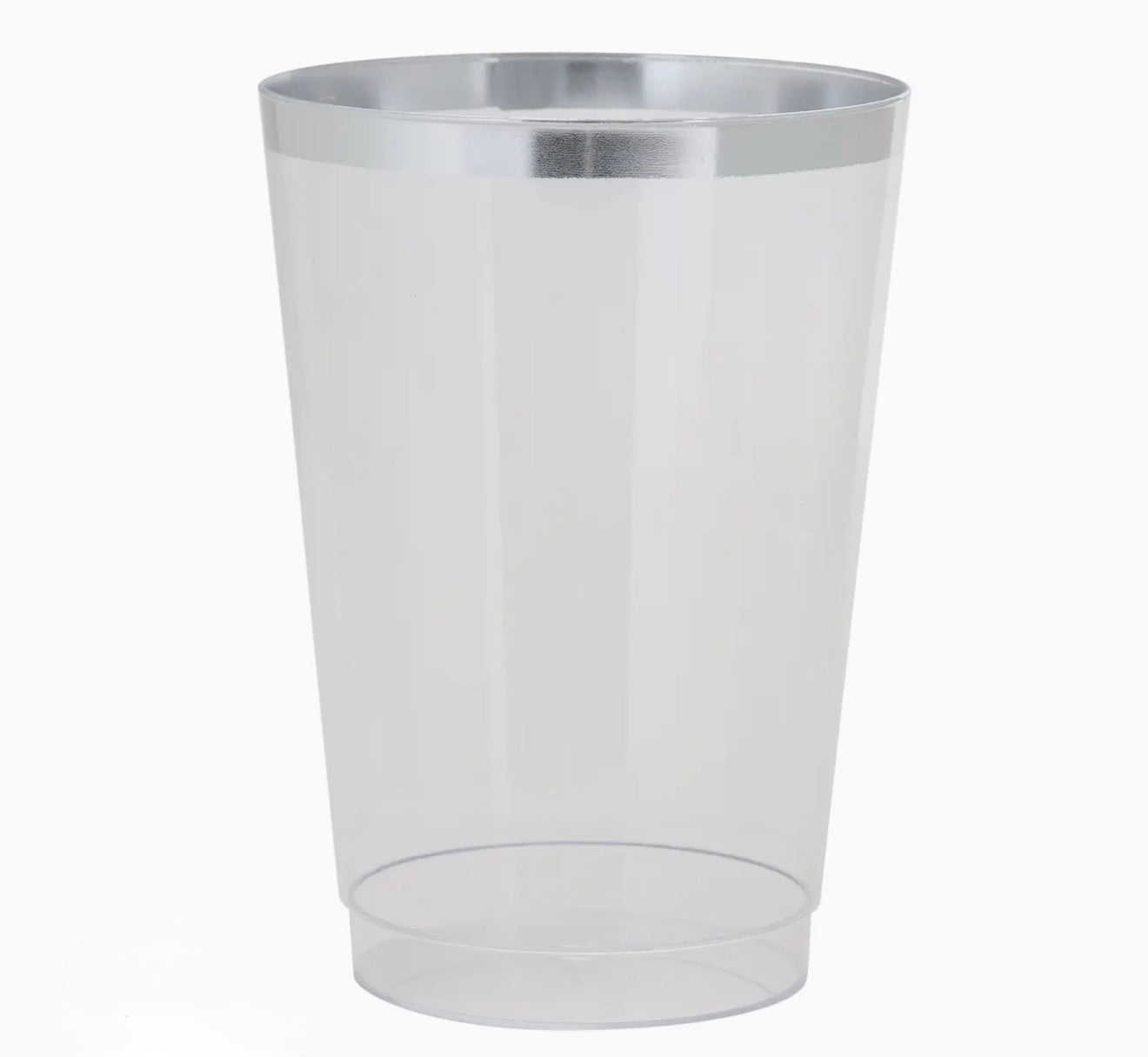 12 oz Clear Plastic • Silver Plastic Cups | 20 Cups