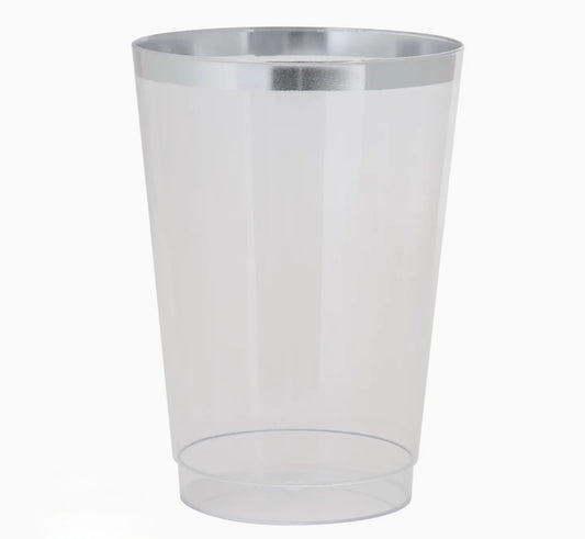 12 oz Clear Plastic • Silver Plastic Cups | 20 Cups