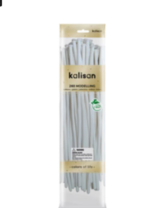 260K Nozzle Up Kalisan Twisting Latex Balloons Standard White (50 Per Bag)