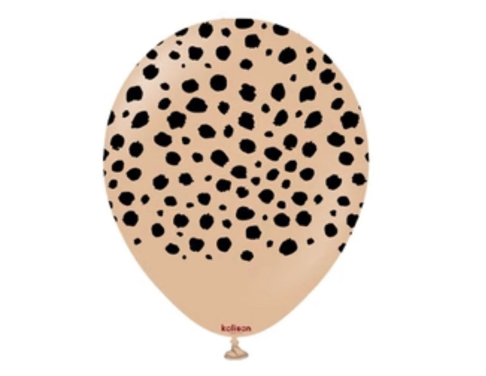 Kalisan Safari Cheetah Desert Sand with Black Print Latex Balloons