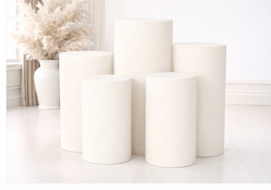 Spandex Pillar Covers for Metal Cylinder Pedestal Stands 5 pcs/set  off white/ivory