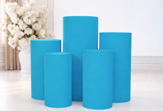 Spandex Pillar Covers for Metal Cylinder Pedestal Stands 5 pcs/set  Aqua