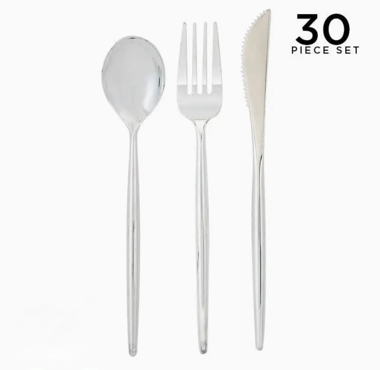 Matrix Silver Plastic Cutlery Set | 30 Pieces (Copy)