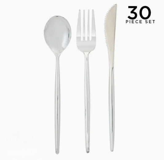 Matrix Silver Plastic Cutlery Set | 30 Pieces (Copy)