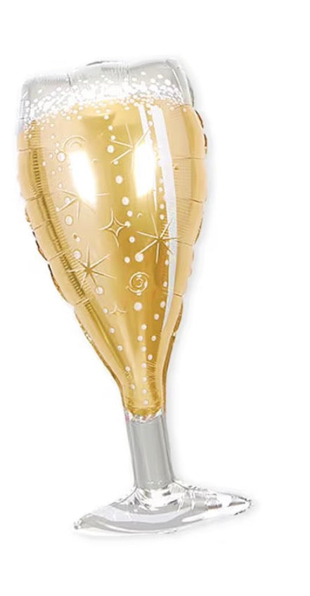 INFLATED 40” shaped Foil Balloon Rose Gold Champagne Glass