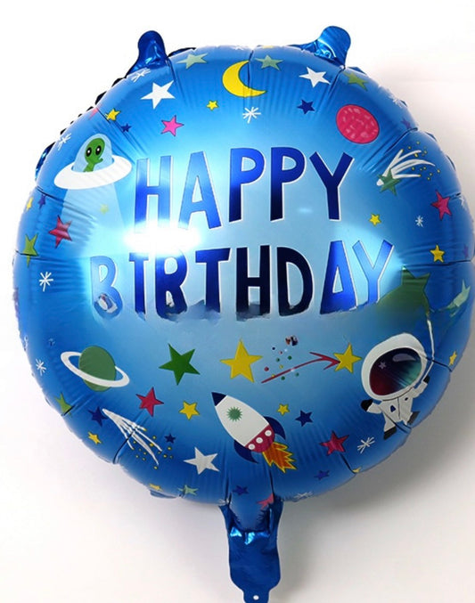 18” Foil Blue Space Happy Birthday
