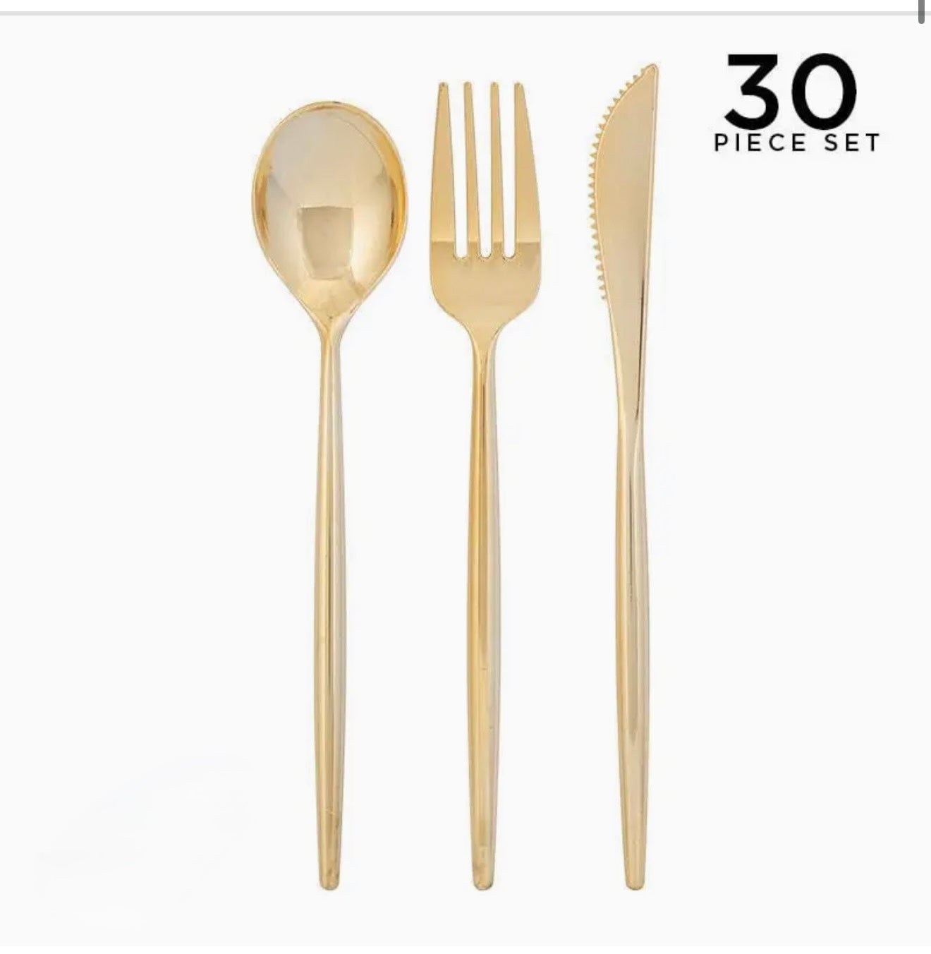 Matrix Gold Plastic Cutlery Set | 30 Pieces
