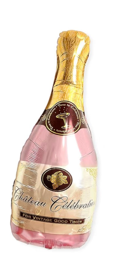INFLATED 40” shaped Foil Balloon Rose Gold Champagne bottle