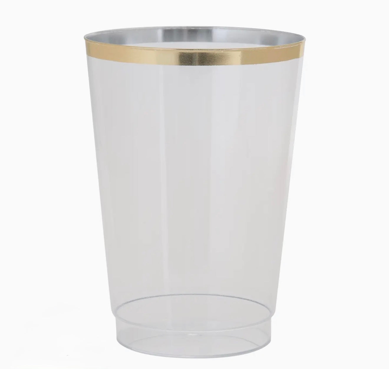 12 oz Clear Plastic • Gold Plastic Cups | 20 Cups