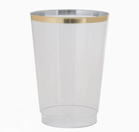 12 oz Clear Plastic • Gold Plastic Cups | 20 Cups