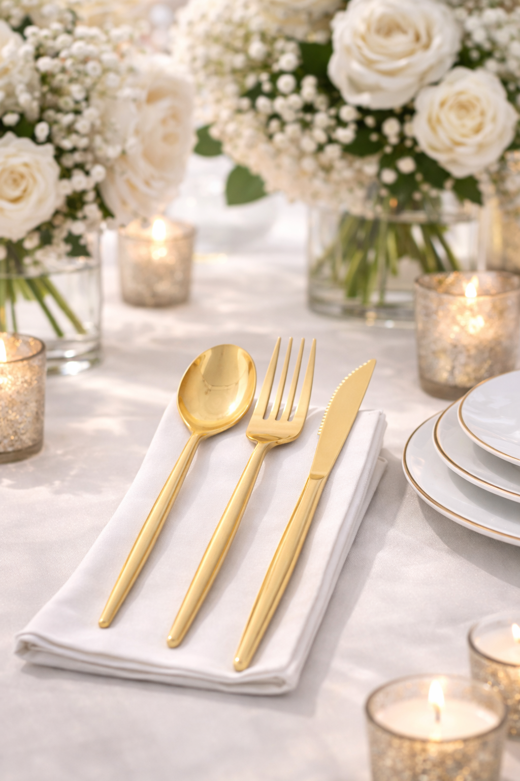 Matrix Gold Plastic Cutlery Set | 30 Pieces
