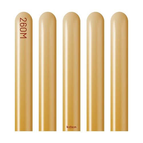 260K Kalisan Twisting Latex Balloons Mirror Gold (50 Per Bag)