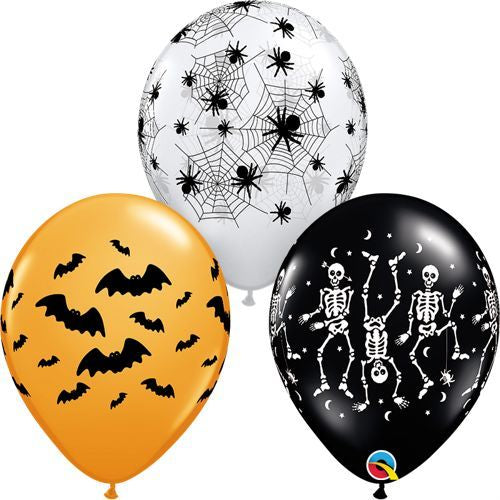 11 inch Qualatex Spooky Design Latex Assortment - 50 ct
