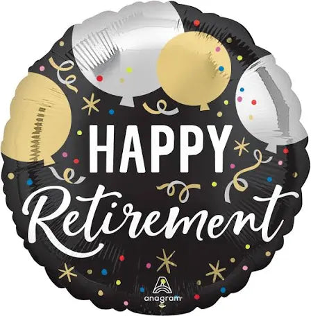 Standard Black Silver Gold Retirement Balloons