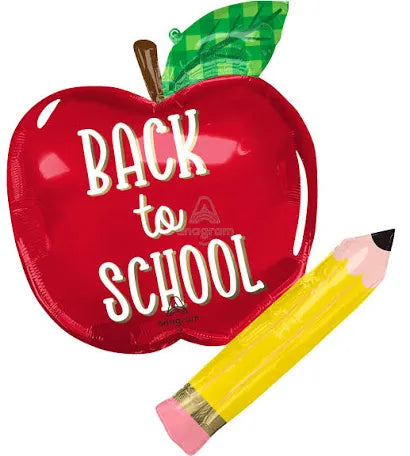 SuperShape Back to School Apple and Pencil Balloon 31”