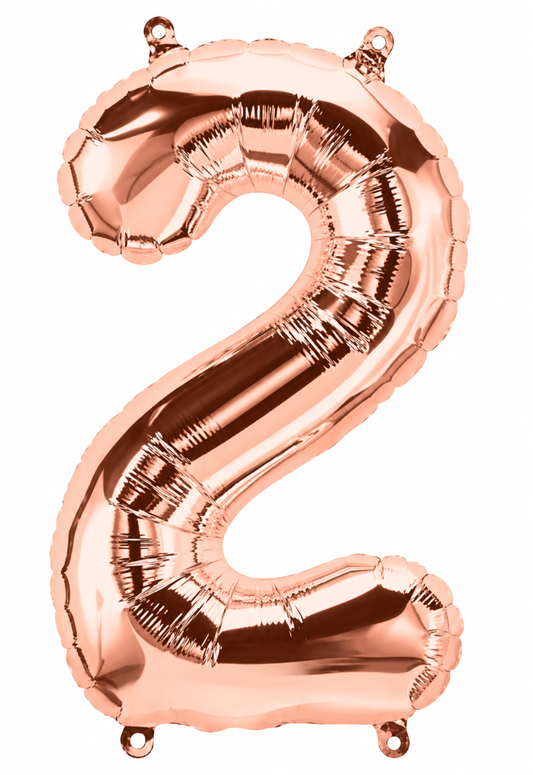 INFLATED 36” Foil Balloon - NUMBER “ 2” ( Rose Gold)
