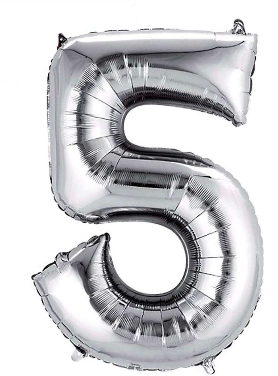 INFLATED 
34” Foil Balloon - NUMBER “5”
