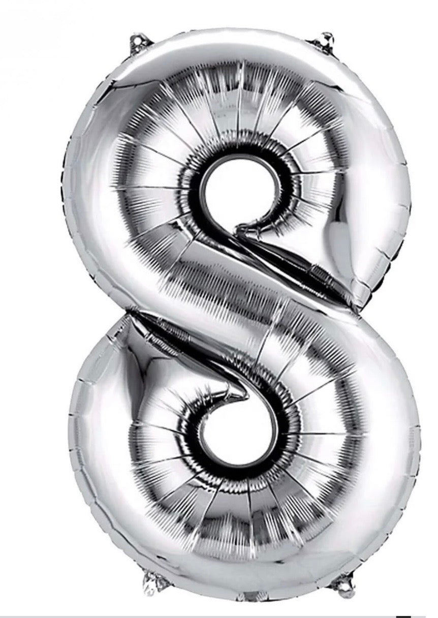 INFLATED 
34” Foil Balloon - NUMBER “8”