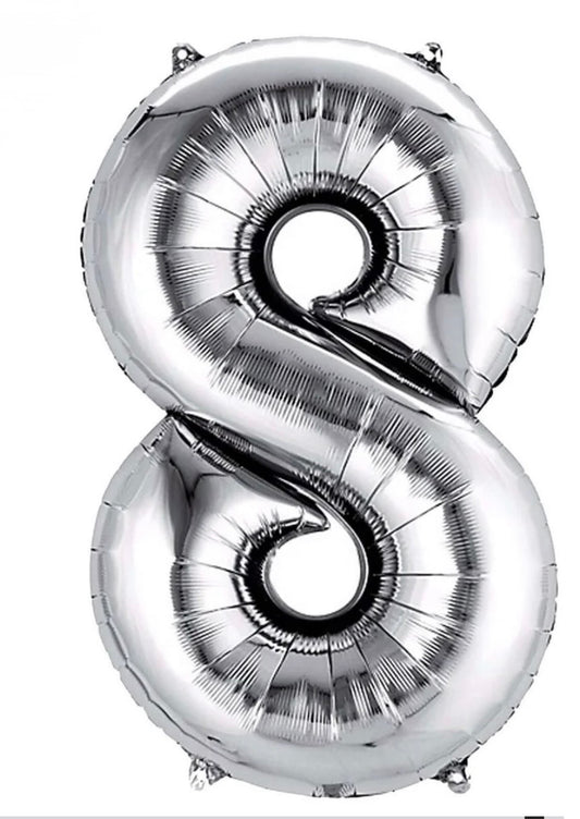 INFLATED 
34” Foil Balloon - NUMBER “8”