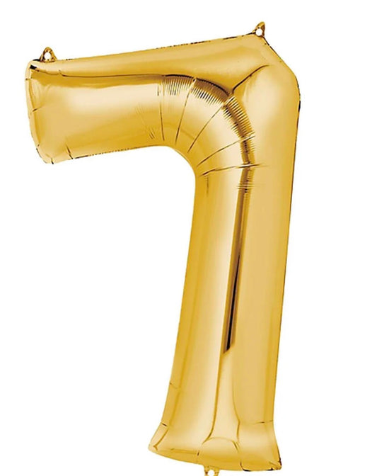 INFLATED 
34” Foil Balloon - NUMBER “7”- GOLD