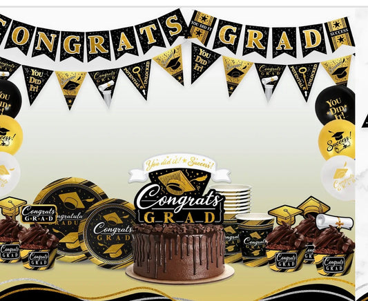 Graduation party supplies -Black /Gold