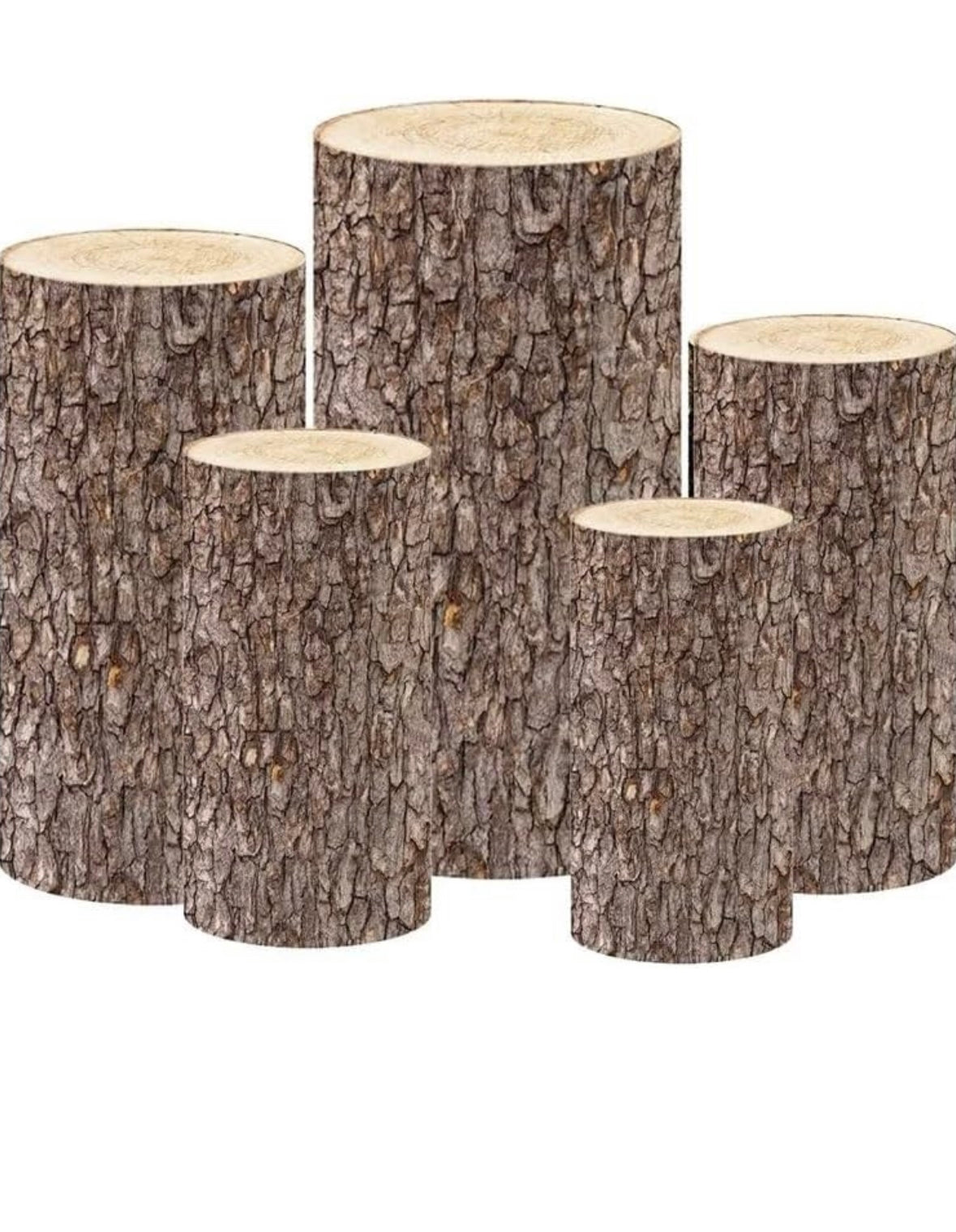 Wood Spandex Pillar Covers with string  for Metal Cylinder Pedestal Stands 5 pcs/set