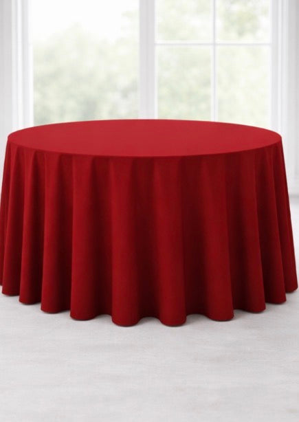 Polyester 120" Round Tablecloth -  Dark Red