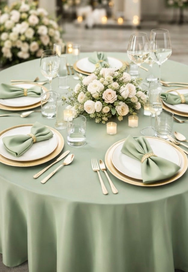Polyester 120" Round Tablecloth - Sage
