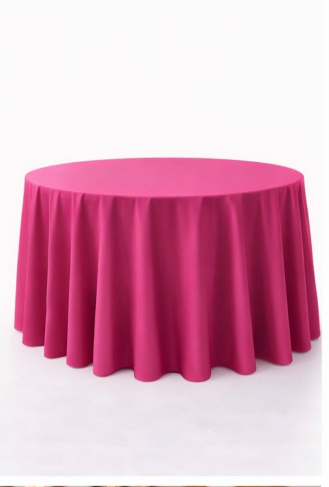 Polyester 120" Round Tablecloth - Fuchsia