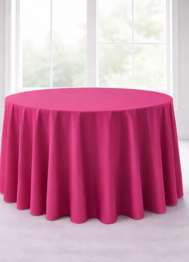 Polyester 120" Round Tablecloth - Fuchsia
