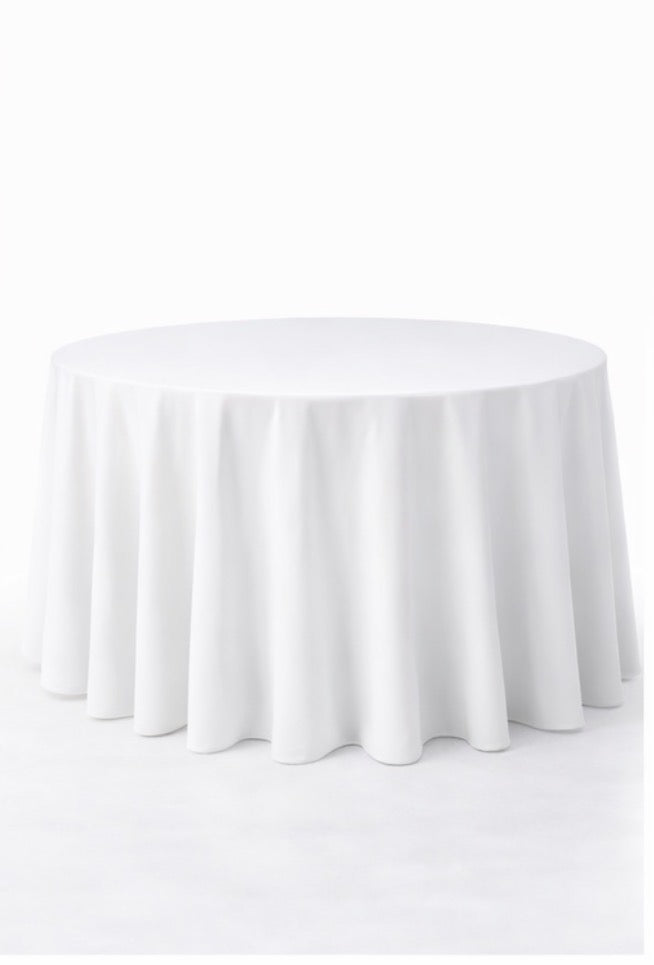 Polyester 120" Round Tablecloth - White
