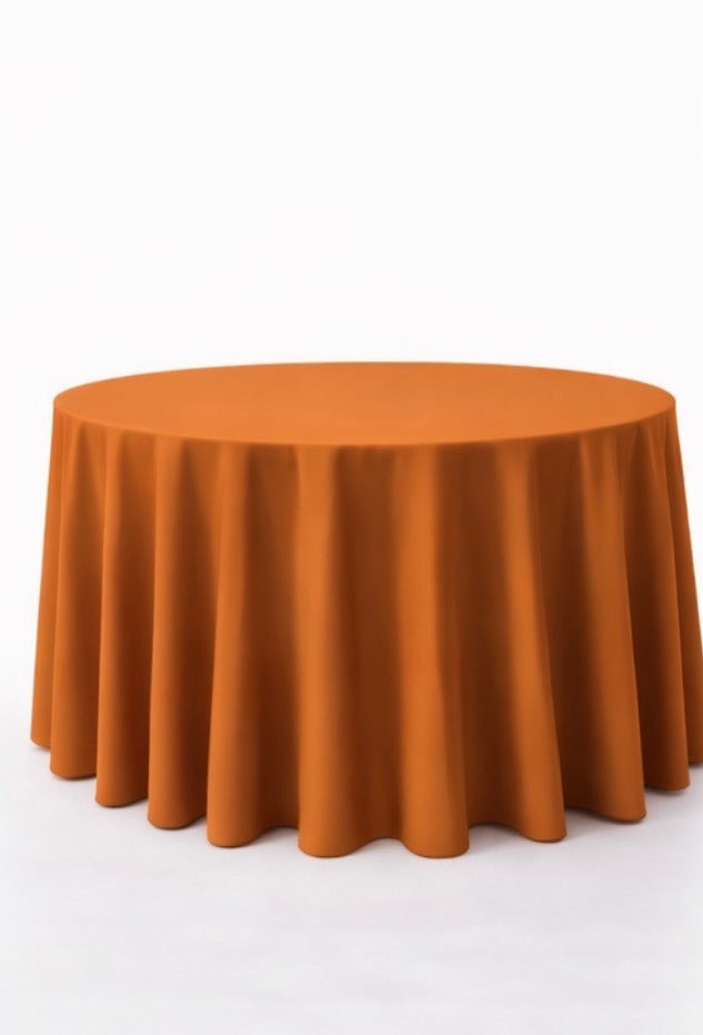 Polyester 120" Round Tablecloth - Burnt Orange