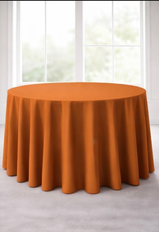 Polyester 120" Round Tablecloth - Burnt Orange
