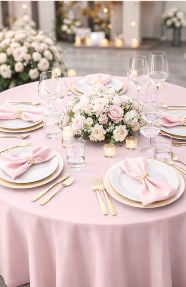 Polyester 120" Round Tablecloth - Baby Pink