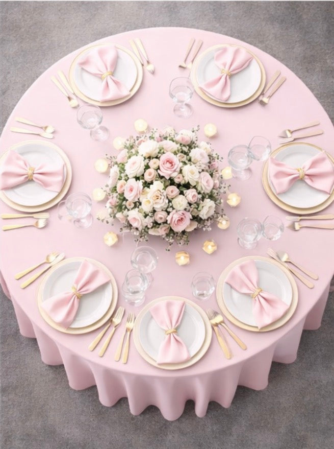 Polyester 120" Round Tablecloth - Baby Pink