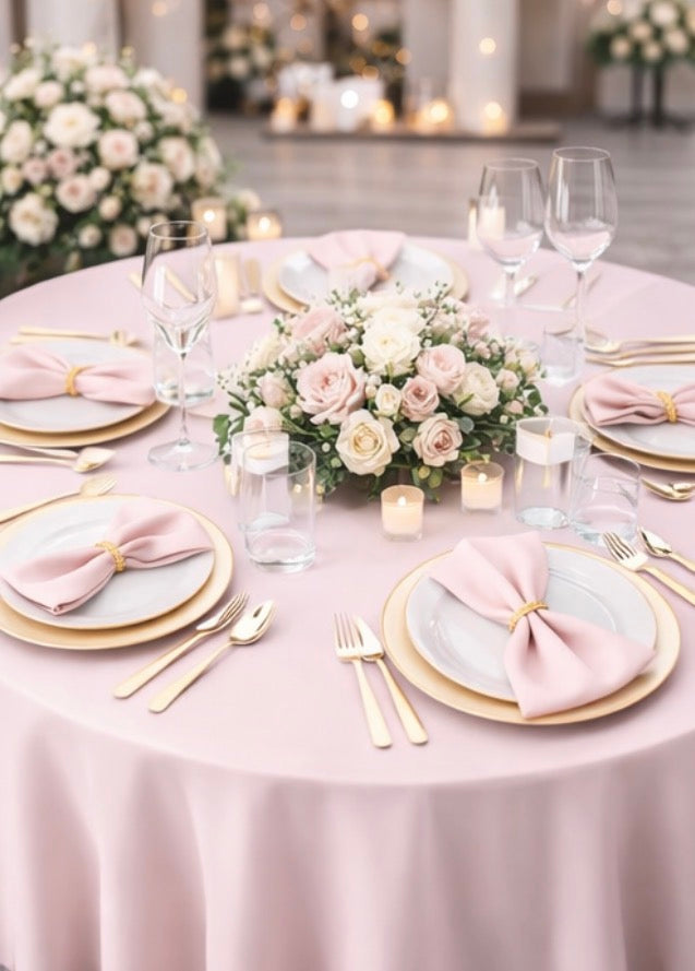 Polyester 120" Round Tablecloth - Blush