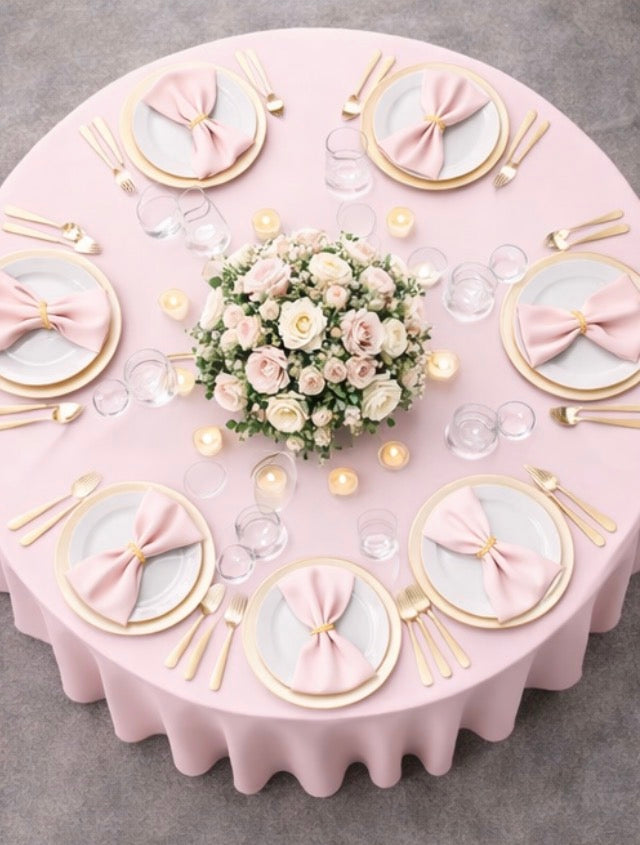 Polyester 120" Round Tablecloth - Blush