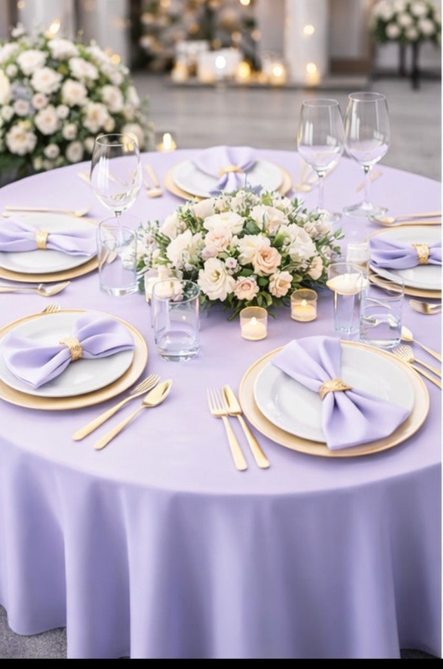 Polyester 120" Round Tablecloth - Lavender