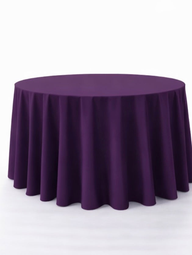 Polyester 120" Round Tablecloth - Plum