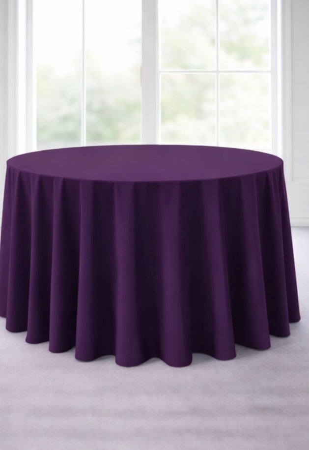 Polyester 120" Round Tablecloth - Plum