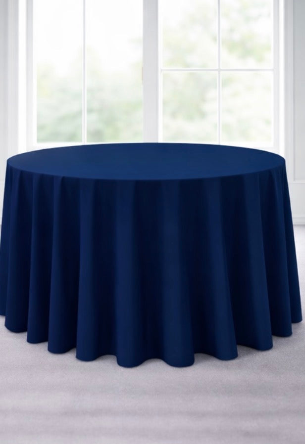 Polyester 120" Round Tablecloth - Navy
